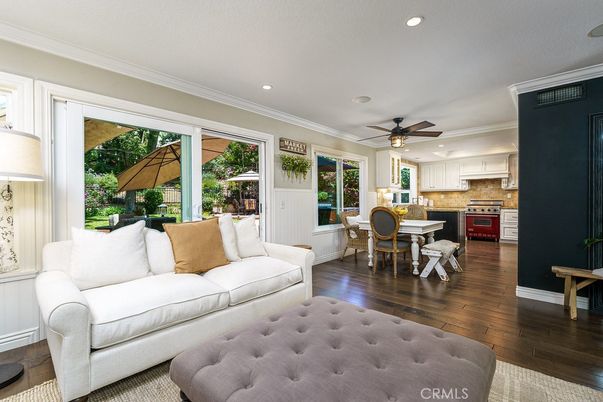 Dining room, Interior, Kitchen, Living room, Recessed Lighting, Wood Texture Flooring