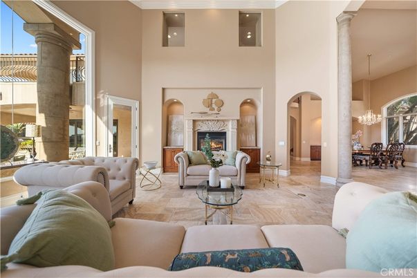Chandelier, Dining room, Fireplace, Interior, Living room, Recessed Lighting