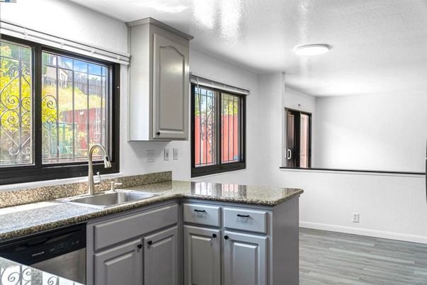 Interior, Kitchen, Recessed Lighting, Wood Texture Flooring