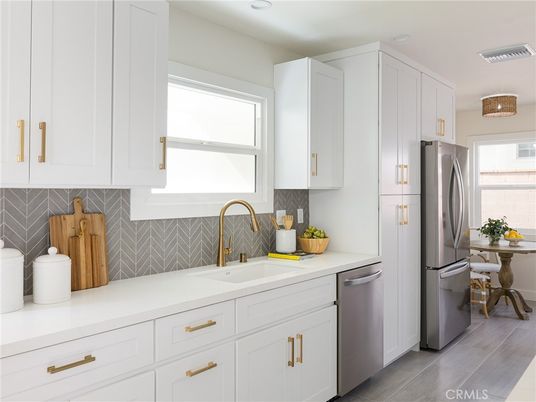 Dining room, Interior, Kitchen, Recessed Lighting, Stainless Steel Appliances, Wood Texture Flooring