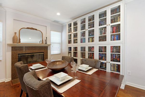 Fireplace, Interior, Recessed Lighting, Wood Texture Flooring