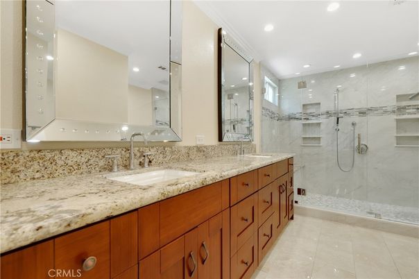 Bathroom, Dual Sink Vanities, Glass Shower, Interior, Recessed Lighting