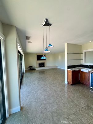 Empty room, Fireplace, Interior, Kitchen, Pendant Lights, Recessed Lighting