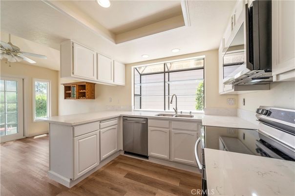 Interior, Kitchen, Recessed Lighting, Wood Texture Flooring