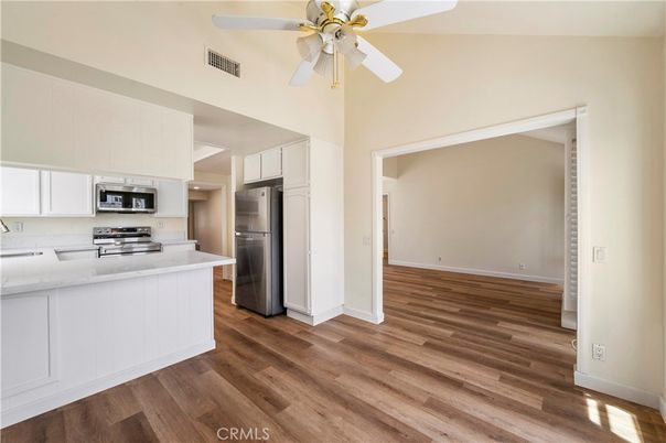 Interior, Kitchen, Stainless Steel Appliances, Wood Texture Flooring