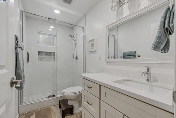 Bathroom, Glass Shower, Interior, Recessed Lighting