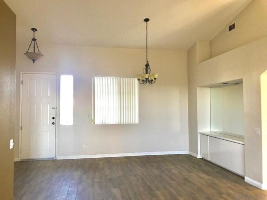 Empty room, Interior, Pendant Lights, Wood Texture Flooring