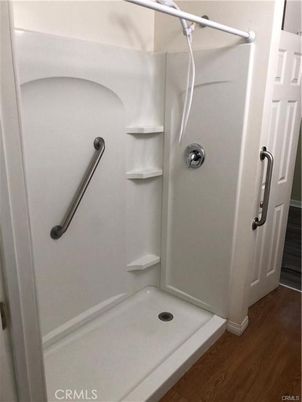 Bathroom, Glass Shower, Interior, Wood Texture Flooring