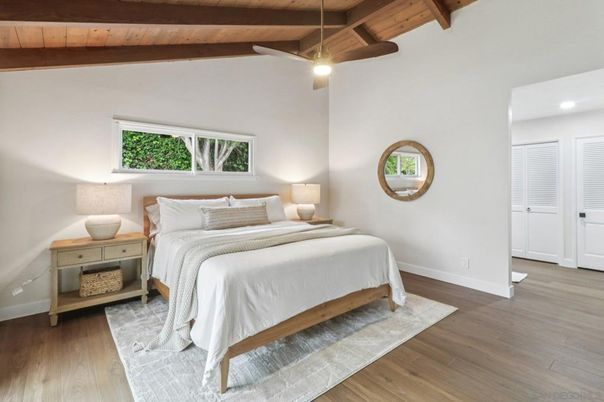 Bedroom, Interior, Recessed Lighting, Wooden Beams, Wooden Ceilings, Wood Texture Flooring