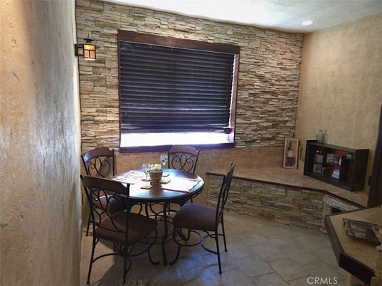 Dining room, Interior, Recessed Lighting, Stone Walls