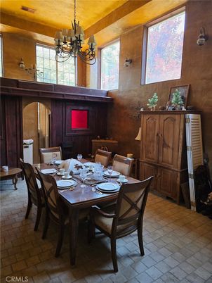 Chandelier, Dining room, Interior, Wooden Beams, Wooden Walls