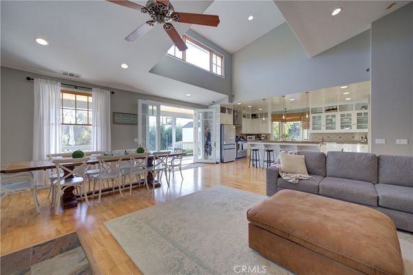 Dining room, Interior, Kitchen, Living room, Recessed Lighting, Wood Texture Flooring