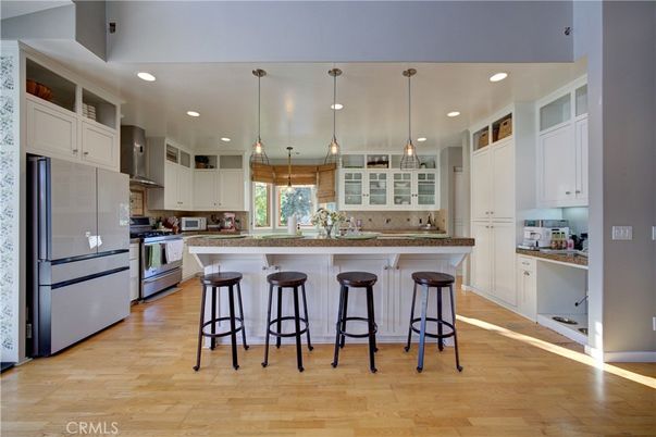 Interior, Kitchen, Pendant Lights, Recessed Lighting, Wood Texture Flooring
