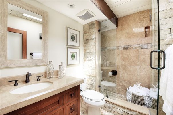 Bathroom, Glass Shower, Interior, Stone Walls