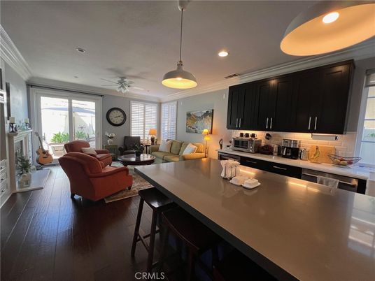 Interior, Kitchen, Living room, Pendant Lights, Recessed Lighting, Stainless Steel Appliances, Wood Texture Flooring