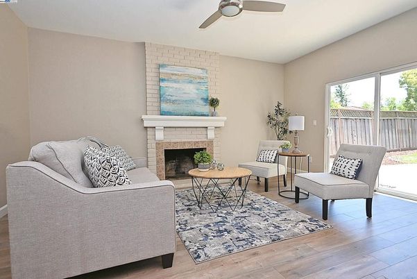 Fireplace, Interior, Living room, Stone Walls, Wood Texture Flooring