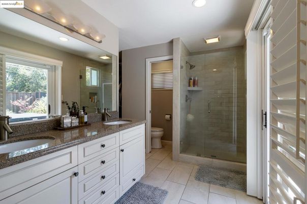 Bathroom, Dual Sink Vanities, Glass Shower, Interior, Recessed Lighting