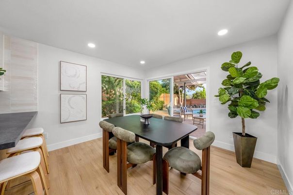 Dining room, Interior, Recessed Lighting, Wood Texture Flooring
