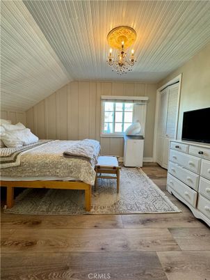 Bedroom, Chandelier, Interior, Wood Texture Flooring