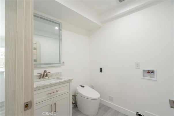 Bathroom, Interior, Recessed Lighting, Wood Texture Flooring