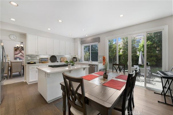 Dining room, Interior, Kitchen, Recessed Lighting, Wood Texture Flooring