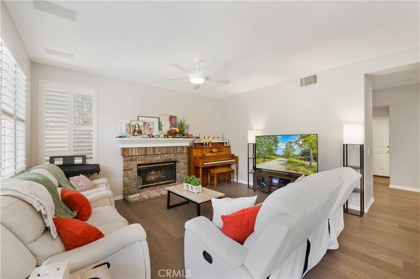 Fireplace, Interior, Living room, Piano, Wood Texture Flooring