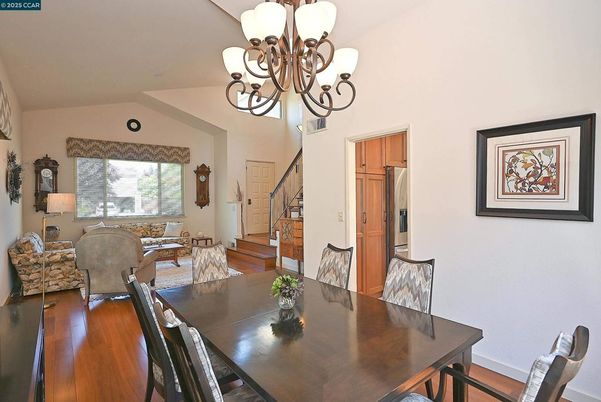 Chandelier, Dining room, Interior, Wood Texture Flooring