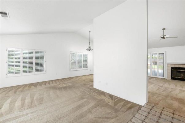 Empty room, Fireplace, Interior, Pendant Lights