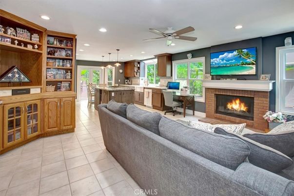 Fireplace, Home Office, Interior, Kitchen, Living room, Pendant Lights, Recessed Lighting