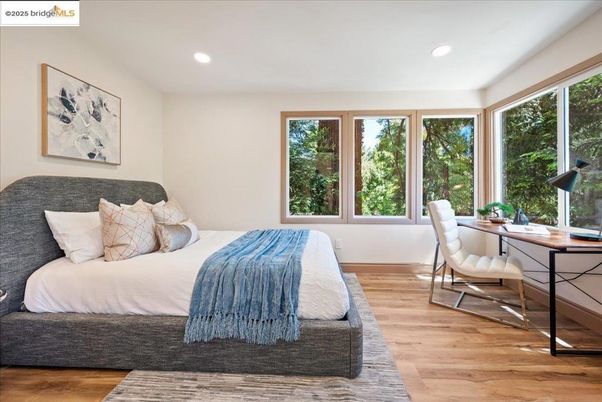 Bedroom, Home Office, Interior, Recessed Lighting, Wood Texture Flooring