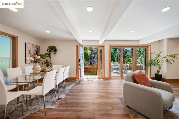 Dining room, Interior, Recessed Lighting, Wood Texture Flooring