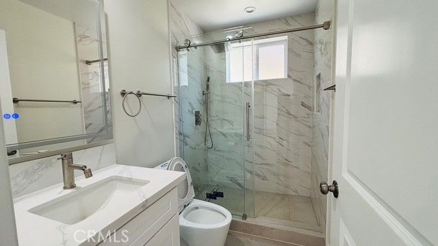 Bathroom, Glass Shower, Interior, Marble Walls, Recessed Lighting