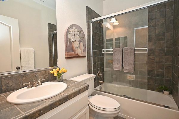 Bathroom, Glass Shower, Interior, Tile Countertops