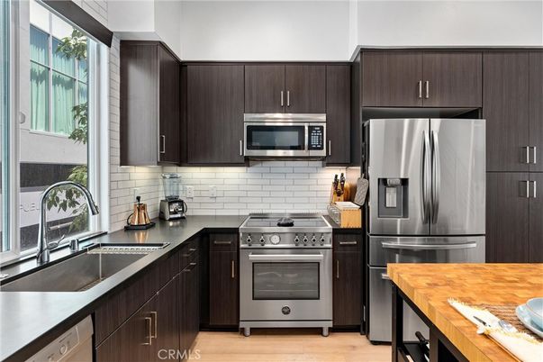 Interior, Kitchen, Stainless Steel Appliances, Wood Texture Flooring
