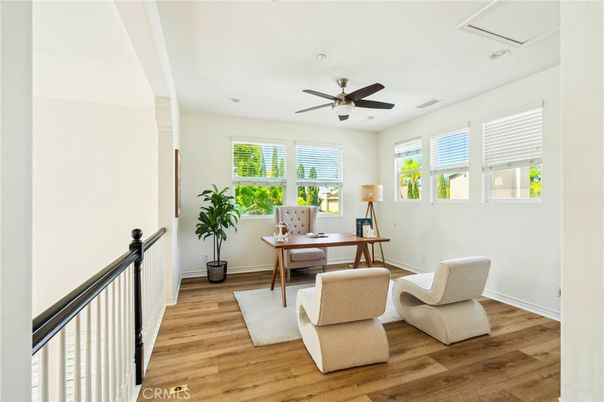 Home Office, Interior, Recessed Lighting, Wood Texture Flooring