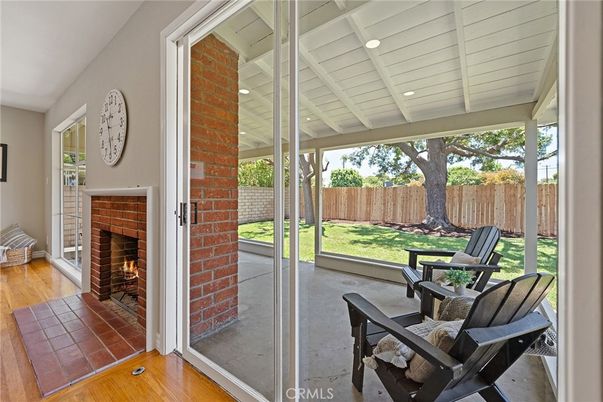 Fireplace, Interior, Recessed Lighting, Wood Texture Flooring