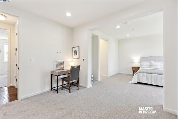 Bedroom, Home Office, Interior, Recessed Lighting, Wood Texture Flooring