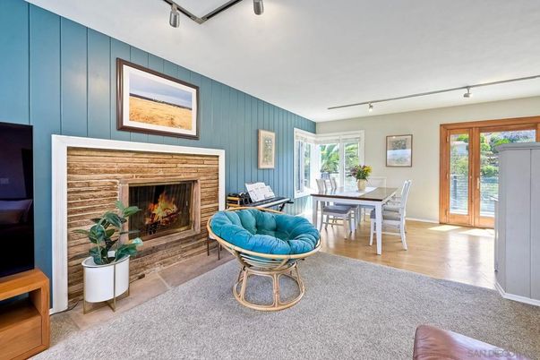 Dining room, Fireplace, Interior, Wood Texture Flooring