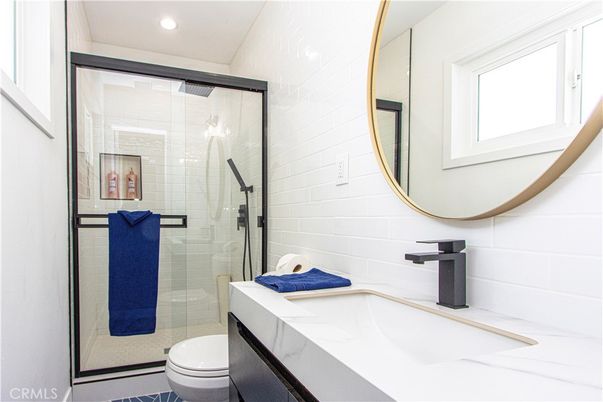 Bathroom, Glass Shower, Interior, Recessed Lighting