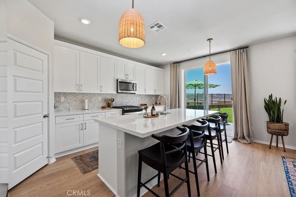 Interior, Kitchen, Pendant Lights, Recessed Lighting, Wood Texture Flooring