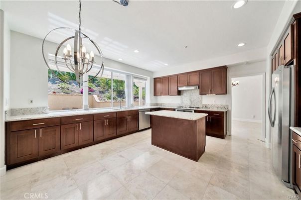 Chandelier, Interior, Kitchen, Recessed Lighting, Stainless Steel Appliances
