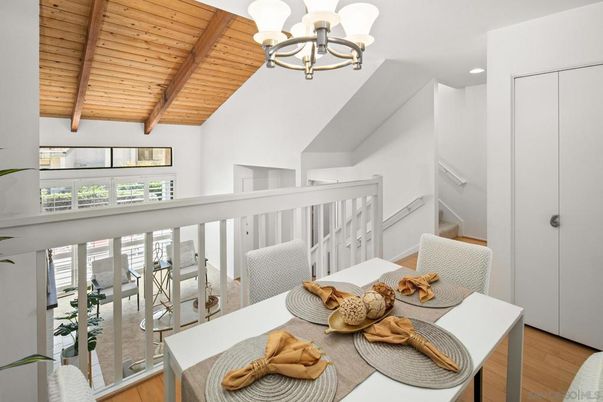 Chandelier, Dining room, Interior, Recessed Lighting, Wooden Beams, Wooden Ceilings, Wood Texture Flooring