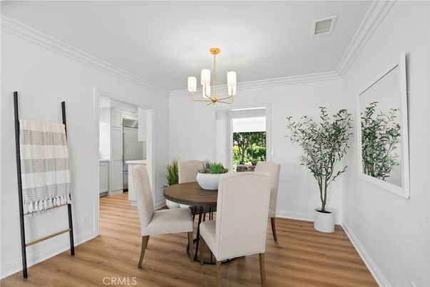 Chandelier, Dining room, Interior, Wood Texture Flooring