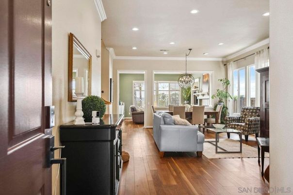 Chandelier, Dining room, Interior, Living room, Recessed Lighting, Wood Texture Flooring