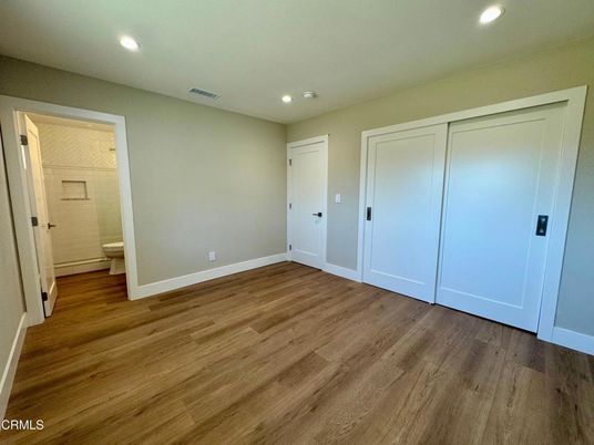 Bathroom, Empty room, Interior, Recessed Lighting, Wood Texture Flooring