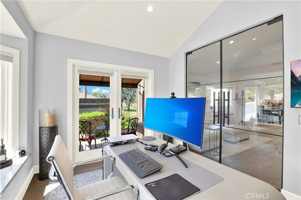 Home Office, Interior, Recessed Lighting, Wood Texture Flooring