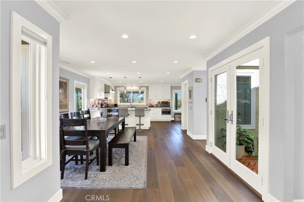 Dining room, Interior, Kitchen, Recessed Lighting, Wood Texture Flooring