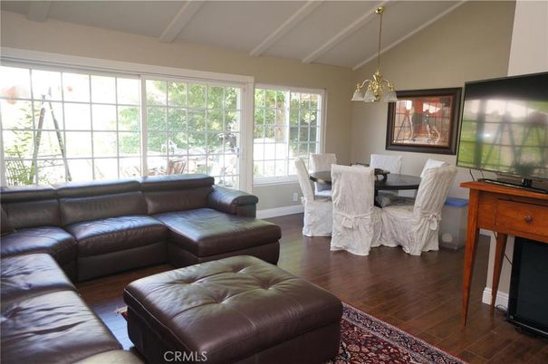 Dining room, Interior, Living room, Pendant Lights, Wood Texture Flooring