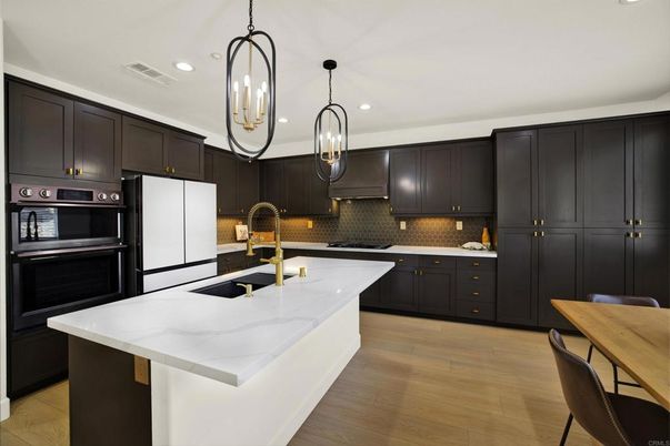 Interior, Kitchen, Pendant Lights, Recessed Lighting, Wood Texture Flooring