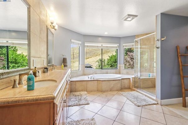 Bathroom, Dual Sink Vanities, Glass Shower, Interior, Recessed Lighting